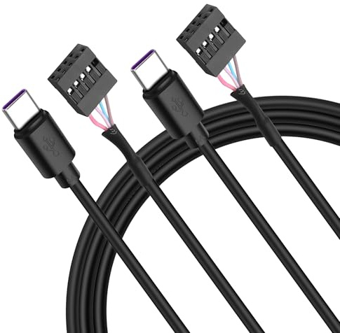 MEIRIYFA Cable adaptador USB 2.0 de 9 pines, 10 pines a USB C, USB 2.0 de 10 pines, placa base serie hembra a USB 3.1 tipo C macho de 24 AWG (50 cm, 2 unidades)