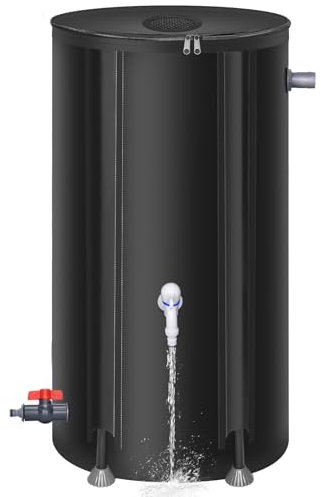 Meff-Mluk 100L faltbare Regentonne, tragbare Regentonnen zum Sammeln von Regenwasser, Dachrinnesystem, Wasserspeicher mit Filter-Überlauf-Kit