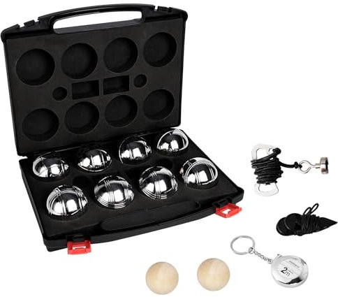Gravurmaster Boccia Kugeln, 8er Boule Set Personalisiert,Boule Kugeln mit Wunschtext,Durch Lasergravur,Boule Kugeln mit Gravur 73mm/ 720g Pro Kugel, Boules/Petanque Set für 4 Spieler, SerieA