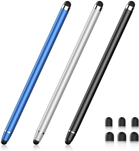 Stylus Pen for Touchscreen,2 in 1 High Precision and Sensitivity Stylus,Stylus Pen for iPad/iPhone/Android/Samsung Smartphone and Tablets,Compatible with Touch Screens(Black/Blue/Silver)