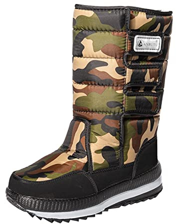 Generisch Paire de bottines d'hiver chaudes et froides pour homme et femme - Boucle crochet à eau - Bottes de neige épaisses, Camouflage, 45 EU