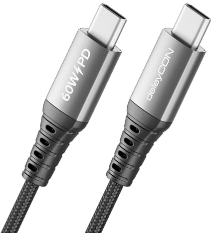deleyCON 1,5m USB-C-Kabel PD 3.0 PPS (60 W Snabbladdningskabel) USB-C till USB-C Laddkabel för iPhone 17 16 15 Pro Max Air Galaxy S25 S24 S23 Pixel iPad Pro MacBook AirPods Surfplatta Switch PS5