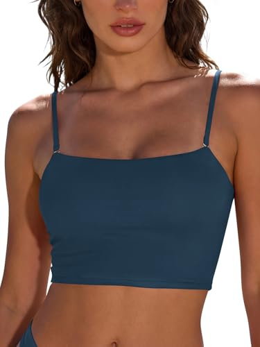 SHEKINI Bandeau Bikini Tops Padded Swimsuit Top with Removable Strap Push Up Swimwear Bathing Suit for Women UK Top Only
