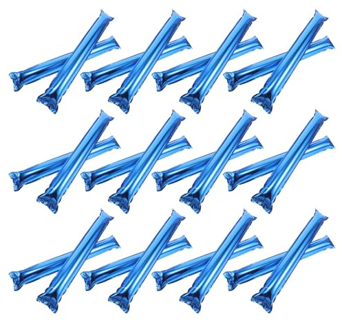 Abaodam 32 Pcs Inflatable Cheering Sticks Blue Aluminum Film Thunder Sticks Noise Makers for Football Basketball Sporting Events and Game Day Fan Noise Makers