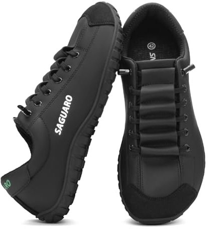 SAGUARO Scarpe Barefoot Minimaliste Uomo Donna - Scarpe a Piedi Nudi Antiscivolo, Sneakers Casual con Punta Ampia e Suola Zero Drop per Viaggio, Lavoro e Uso Quotidiano Nero,Gr.43