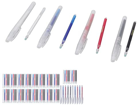 Phefop Värmeraderbara Tygmärkpennor Plaststålpennor med 10 Pennor och 100 Påfyllningar för Quiltning