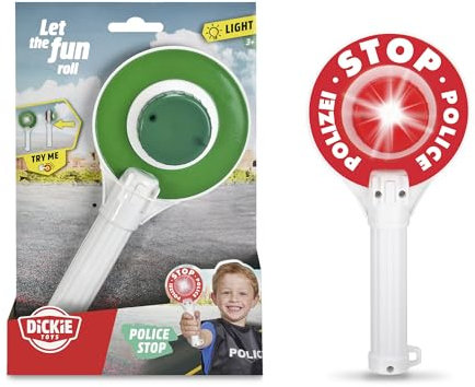 Dickie Toys – Polizeikelle (24 cm) – mit Lichteffekten, inkl. Batterien, Signalkelle, Polizeispielzeug für Kinder ab 3 Jahren