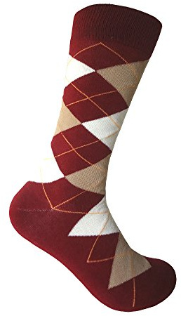 Triple M Plus Men's Groomsmen Wedding|Party Events|Gala Collection Maroon(burgundy)/Beige/Off White Argyle Dress socks One Size