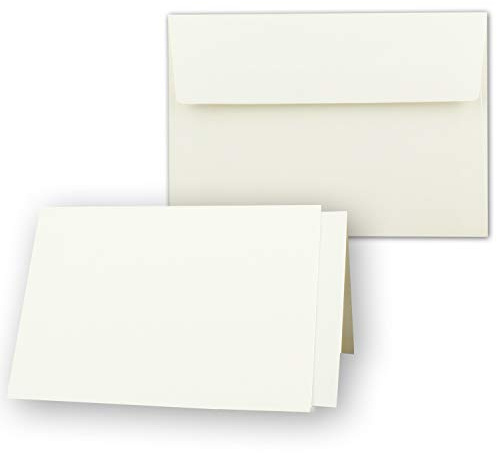 Paquete de 25 tarjetas DIN A6/C6 con tarjetas plegables en color crema, 10,5 x 14,8 cm, sobre con adhesivo – Plantillas en color crema – NEUSER PAPIER