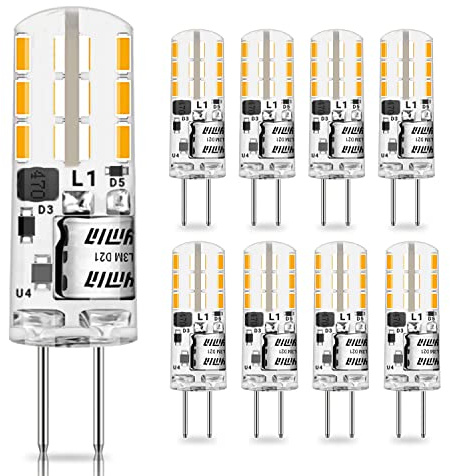 YUIIP G4 LED Bulb 2W 10W 20W Halogen Bulbs Replacement AC/DC 12V G4 Bi-Pin Base Light Warm White 3000K Lamp for Landscape, Under Cabinet Lighting, No Flicker, Pack of 8