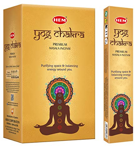 HEM Premium Yog Chakra Masala Incense Sticks | Natural Long Lasting Fragrance For Negativity & Energy Balance | Aromatherapy Incense For Removing Negativity & Cleansing | Gift Set - Pack of 12