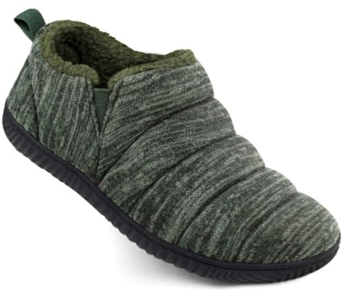 Zizor Men's Comfy Caterpillar Slippers Indoor Outdoor House Shoes, Warm Soft Knit Upper Fuzzy Fleece Lined Memory Foam Sole with Hard Bottom, Groovy Green, 10 US