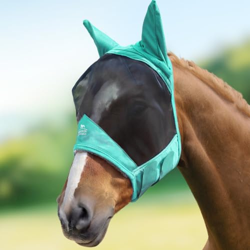 Harrison Howard CareMaster Pro Luminous Máscara de Mosca de Caballo Estándar con Orejas Protección UV para Caballo-Menta de Verano (M)