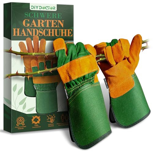 DIY Doctor Robuste Gartenhandschuhe (1 Paar) – Unisex-Arbeitshandschuhe aus Leder – Dornensicher & Warm – Einheitsgröße für Männer & Frauen