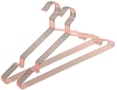 PAMO Kleiderbügel aus Metall - minimalistische Drahtbügel aus Edelstahl - beschichtet, Kratzfest und rostbeständig - Bügel für eine platzsparende Aufhängung deiner Kleidung (Rose Matt, 10)