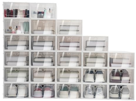 DGKLNDSY Lot de 24 Boîtes de Rangement à Chaussures Empilables et Stables avec Porte Transparente et Trous d'Aération