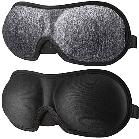 REEBENT 3D Eye mask for Sleeping,Machine Washable, Sleep Mask for Women, Blinder Blindfold Airplane(Black+Gray)