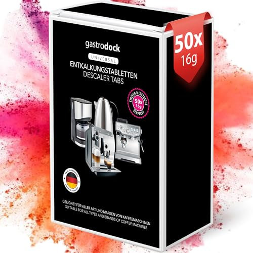 [50x] Entkalkungstabletten für Kaffeevollautomaten und Kaffeemaschinen MADE IN GERMANY | Kompatibel mit Jura, Siemens EQ Series, Krups, Bosch, Miele, Melitta, WMF | Entkalker für 50 Reinigungsvorgänge