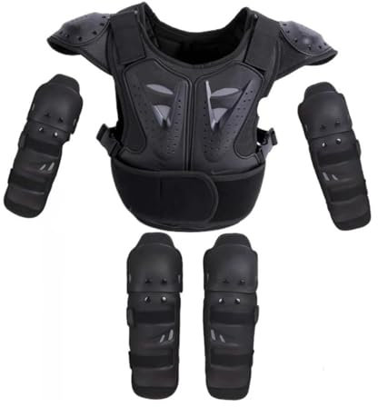 Dickly Armatura per motociclista per bambini Attrezzatura per bici da cross Armatura per motocross Gilet Tuta Ginocchiere Gomitiere per moto Pattinaggio, m