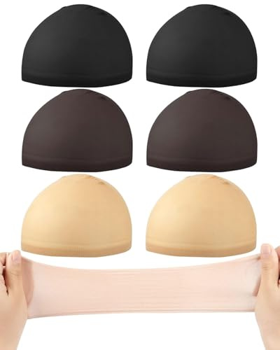 UYRVAPE 6pcs Calotte per Parrucche - Parrucca Tappi Unisex Copricapo Elastici a Rete Calza Tappi Parrucca Hairnet Cap Protezione Della Parrucca Cap Retina per Capelli Beige/Nero/Marrone