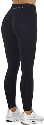 JOYSPELS Gym Sport Leggings Damen, Sporthose Damen Lang Blickdicht Po Push Up Seamless Leggins Tights Schwarz M