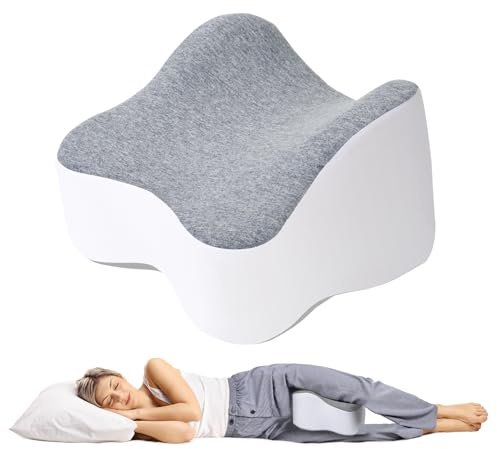 UJPFEO Knee Pillow for Side Sleepers,Leg Pillows for Sciatica,Knees,HIPS,Joints Between Legs,Back Pain Relief When Side Sleeping Spine Alignment Support for Knee Surgery Recovery,Grey