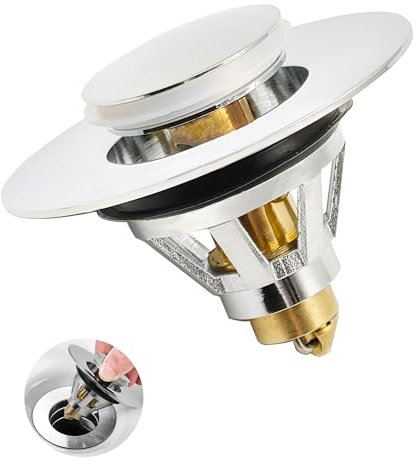 Mirorola Waschbeckenstöpsel Universal Pop Up 34-40mm Abflusssieb Ablaufgarnitur Stöpsel Waschbecken, Abflussstopfen mit Sieb, Haarsieb Aufsatzwaschbecken aus Messing ablaufventil Stopfen
