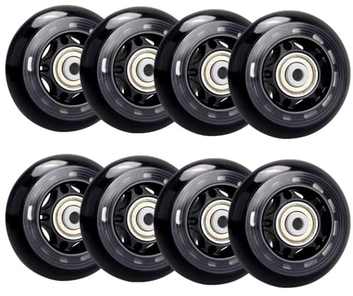 WSDAV Roues de Rechange pour Patins à Roues alignées, Roues de Patinage intérieures 82-88A avec roulements ABEC-7, Roues de Bagages, Roues d'entraînement pour Trottinette - Noir,78MM