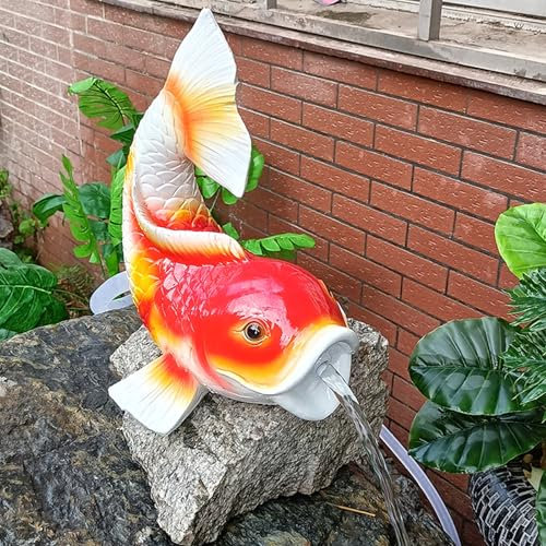 WNYAILLL Cracheur d'étang, cracheurs de Fontaine de Poissons Koi avec Tuyau, Ornements de Carpe décorations de Plein air buse, Figurine de Koi Peinte, Jardins Aquatiques