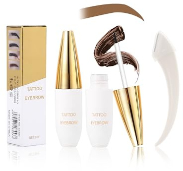 Gel Sourcils Peel Off, 2Pcs Brun Clair Teinture Sourcils Tattoo Longue Durée, Waterproof et Anti-transfert, Durée de Vie de 3 Jours, Eyebrow Gel Tint Makeup Set for Natural Look Brows, Cadeau Femme-01