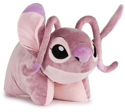 Cuscino Peluche 2 in 1 Disney Angel Lilo e Stitch, Multiuso Extra Soffice con Chiusura a Strappo per la Cameretta dei Bambini, Viaggi o Pigiama Party