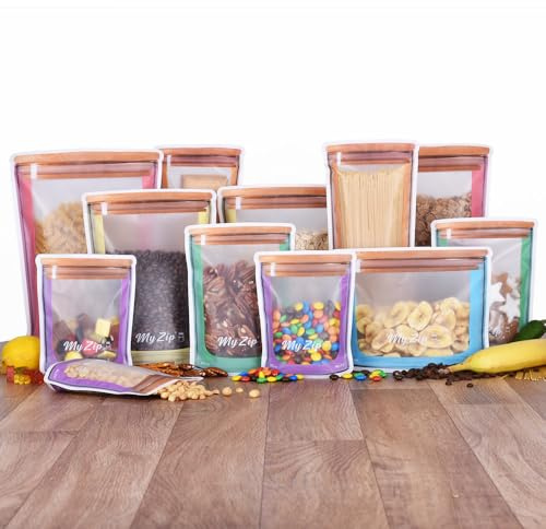 Original MyZip-Beutel (bunte Edition) – wiederverwendbare Aufbewahrungsbeutel in versch. Setgrößen – luftdicht, spülmaschinensicher & umweltfreundlich – ideal für Lebensmittel & Gefrierschrank (18)