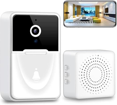 Genérico VideotimbreTimbre Inalámbrico con 2.4GHz WiFi, 1080p HD Vídeo Timbre Puerta Inteligente con Cámara, Visión Nocturna, Audio bidireccional, Instalación Fácil por App Cuenta Propia