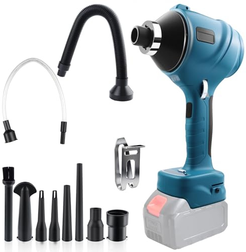 ZKSmao Kompatibel mit Makita Laubbläser akku Bläser 18V, 130m/s Druckluft gebläse 100000RPM Bürsten Motor, Auto Trockner & Luftgebläse für Laub, Schnee, Staub, PC Reinigung (Akku Nicht inkl)