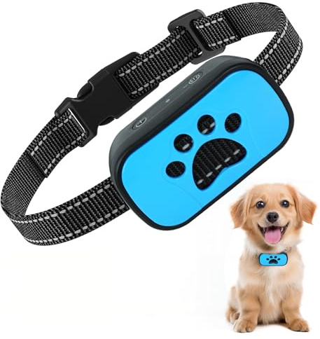 MeetBear Adjustable Anti-Bark Collar for Dog with Vibration & Beep Modes, 7 Sensitivity Levels, Smart Sound Detection, Comfortable Adjustable Strap for Small Medium Large Dogs(Blue)