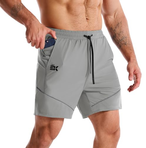 ZENWILL Pantalón Corto Deporte Hombre Pantalones Cortos Gym L Gris Claro