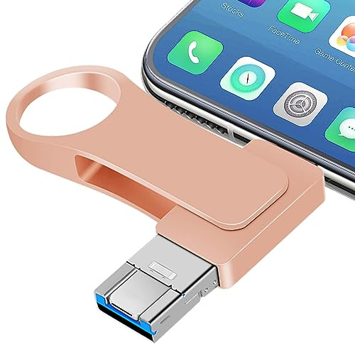 Pendrive 512 GB Alta Velocidad Memoria USB 3.0 4 en 1 Pen Drive USB C Portátil Disco Duro Externo USB Memory Stick para Teléfonos, Computadoras,OTG Android,Tablet,Mac,PC,Copia Seguridad un Solo Clic