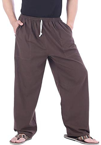 CandyHusky 100% algodón Ocasional de Footing Salón Pijamas Yoga Pantalones Cintura elástica con cordóna Yoga de los Pantalones Cintura elástica con cordón (Marrón, XL/XXL)