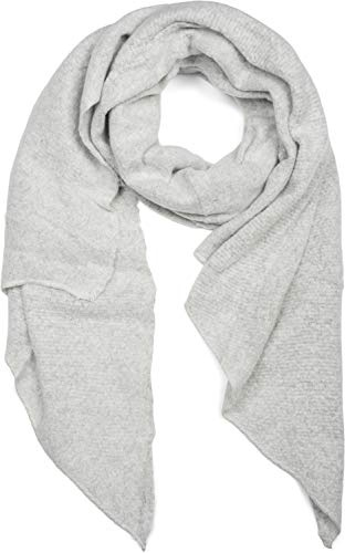 styleBREAKER Damen Schal aus weicher Viskose | einfarbiger Webschal in asymmetrischer Form | große Stola für Herbst und Winter Looks, Farbe:Hellgrau