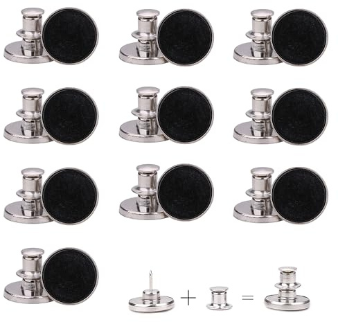 Trimming Shop Reemplazos de Botones de Jean sin Costura de 17 mm, alfileres de Botones de Jeans de Ajuste instantáneo, Botones instantáneos para Vaqueros de Mezclilla, Chaquetas, Negro, 10 Piezas