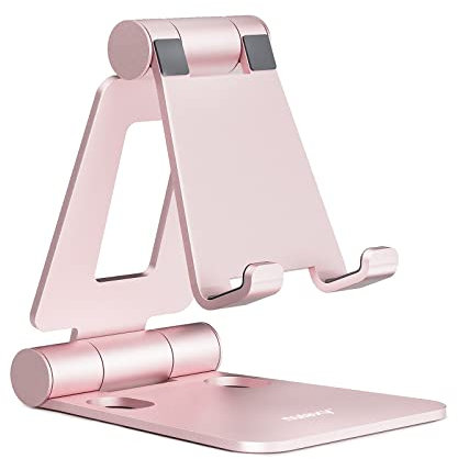 Nulaxy Soporte Móvil Mesa Plegable, Soporte Teléfono Mesa, Soporte Dock Base Escritorio para Teléfono Compatible con iPhone 15 14 13 12 11 X 8, Samsung, Huawei, Xiaomi y Otro Smartphone, Rose Gold