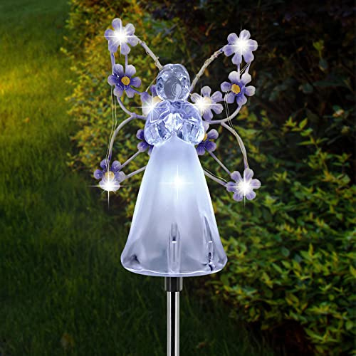 Angel Solar Lights Outdoor Garden Decor, Cemetery Solar Lights for Grave