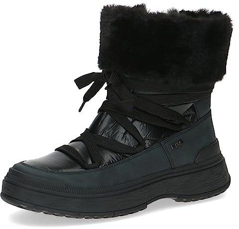 CAPRICE Damen Winterstiefeletten zum Schnüren Gefüttert Fell Weite G, Schwarz (Black Comb), 42 EU