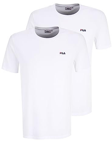 FILA 2er Pack Herren T-Shirts Kurzarmshirts Brod Tee, Farbe:Weiß, Artikel:-13108 White/White, Größe:2XL