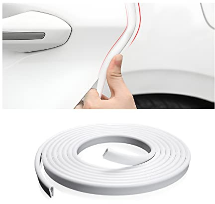 Adunsiaoto U En Forma Protección Bordes para Puertas De Coche, Protector Puerta de Coche Goma Forma U, Moldura de Borde de Puerta Coche en Forma de U, Apto para Mayoría de los Modelo(Blanco)