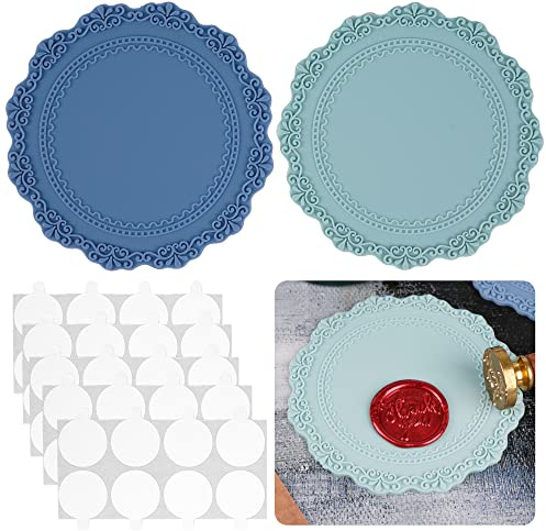 WARFEL Wax Seal Silicone Pad Kit with 40 Double Sided Adhesive Dots for Thank You Cards Wedding Invitations Wrapping