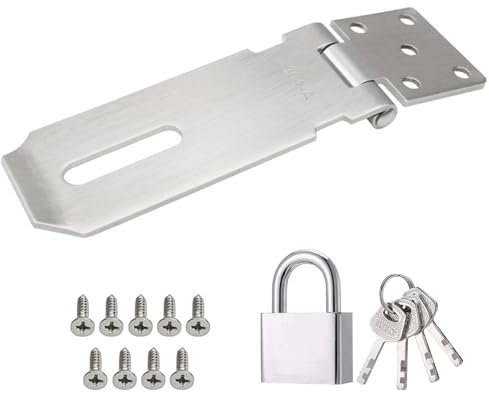 ANBOO Fermeture Porte, Loquet Porte Extérieur Avec Clé, Loquet De Cadenas Agrafe Avec Cadenas Et Vis,Loquet De Porte Avec Clé En Acier Inoxydable, Verrouillage Sécurisé Pour Portes,Armoires Et Casiers