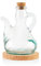 Viste-lo Olivenölflasche Ölflasche traditionelle Ölflaschen 1000 ml Glas Ölspender | Ölspender im rustikalen Stil | Mit handgefertigter Anti-Flecken-Basis | Ölflasche mit Ausgieße (500 ML KORK BASE)