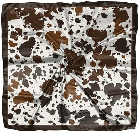 Deokke Kopftuch Damen,Bandana Damen,70x70cm Seide Feeling Quadratische Satin,Kopf Schal Wrap Headwear Mode Ästhetische Nette Dekoration Frauen Mädchen(Rindsleder)