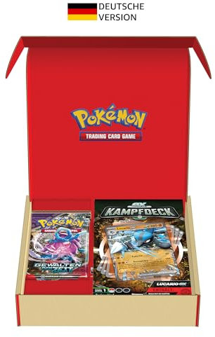 Pokémon - Juego de Cartas coleccionables: baraja de Batalla Lucario-ex y Paquete de 2 Paquetes de Refuerzo (baraja instantánea con 60 Cartas)